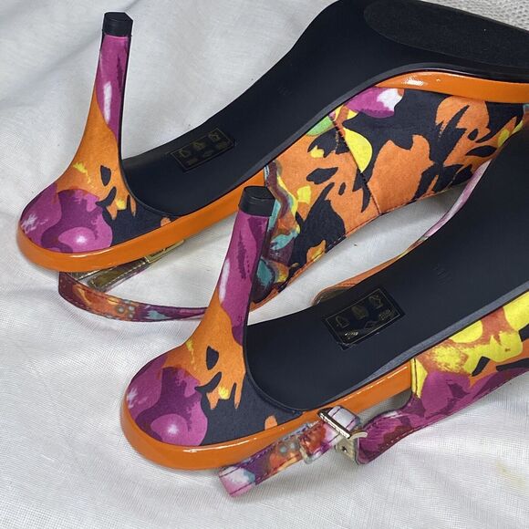 J Renee Avlynn JJ Heels Floral Satin Slingback Bow Pointed Pumps Size 11 Pink - Picture 8 of 9